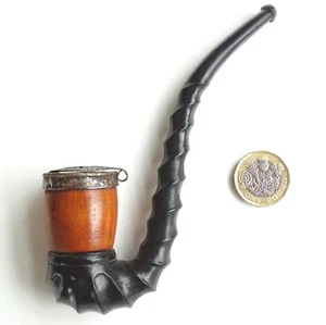 UNUSUAL VINTAGE OOM PAUL TWISTED STEM LIDDED BOWL TOBACCO SMOKING PIPE - Picture 1 of 7