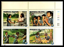 126.MARSHALL ISLANDS 1986 SETENANT STAMP BLOCK GIRL GUIDES . MNH