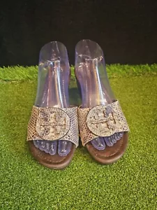 Tory Burch Python Patti Womens Size 8.5M Flip Flop Slides Wedges Studded Sandals - Picture 1 of 9