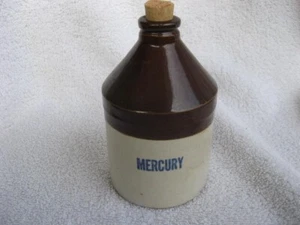 Miniature Stoneware Cone Top Jug-Mercury in Blue Cobalt-U.S.A. Mark on Bottom - Picture 1 of 4