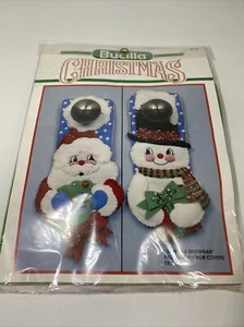 Bucilla 82756 Santa Snowman Doorknob Covers Christmas Felt Embroidery Kit - New - Picture 1 of 2