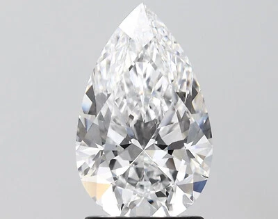 5 Ct Pear Cut E F Color VS1 Clarity Loose IGI Certified Lab Grown CVD DIAMOND - Image 1 of 4
