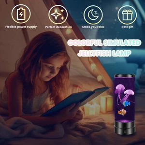 LED Jellyfish Lamp USB / Battery Operated Jellyfish Night Light 7 Colors ⇕ - Picture 1 of 12
