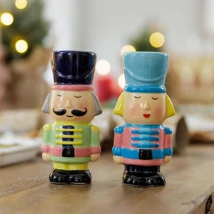 Salt & Pepper Shakers Novelty Christmas Set Ceramic Nutcracker Pot Tableware - Picture 1 of 6
