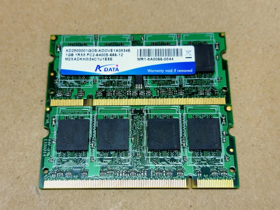 DDR2 2x1GB 1RX8 PC2-6400S-666-12 DDR2 Laptop Memory RAM A/Data - Image 1 of 1