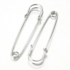 100 pcs Platinum Iron Kilt Pins Brooch Findings Crafts 64x18x6mm hole about 4mm - Picture 1 of 2