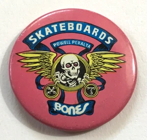 SKATEBOARDS POWELL PERALTA BONES Vintage Pinback Button. Extremely Rare! - Picture 1 of 3