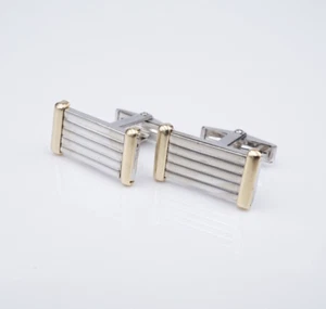 Vintage Dolan Bullock Geometric Cuff Links Sterling Silver 14k Yellow Gold M1949 - Picture 1 of 4