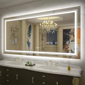 LUVODI Dual Light LED Illuminated Bathroom Mirror Anti-fog Shatterproof Aluminum - Picture 1 of 26