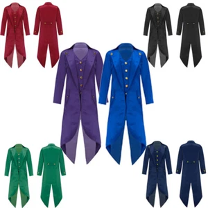 Unisex Kids Tailcoat Victorian Overcoat Gothic Jacket Party Fake Two Piece Boys - Picture 1 of 42