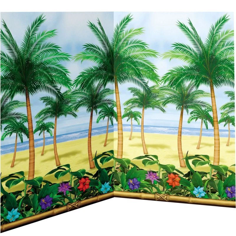 Palm Tree Scene Setter 40-foot Backdrop 48" x 40' Plastic Party Decorations - Image 1 of 1