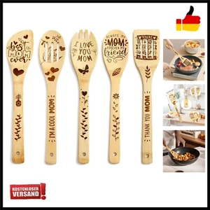 Muttertagsgeschenk - Set mit 5 Geschnitzten Holzlöffel Kochen - Muttertag Ges... - Bild 1 von 9