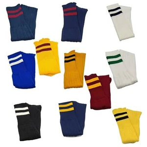 Double Stripe Football Rugby Premium Socks - Junior/Mens - Made In UK - Picture 1 of 15