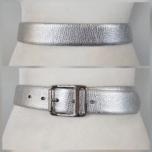 RALPH LAUREN COLLECTION 31-35" M/L Silber Metallic Leder Luxus Gürtel Italien - Bild 1 von 23