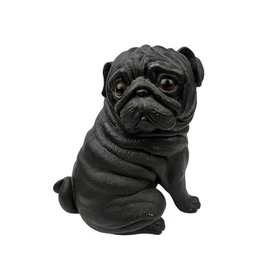 Estatuilla de perro Pug negro estatua decoración del hogar acento regalo Foto 1 de 4