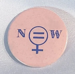 Vintage NOW Pro Women’s Rights Pinback Button Equal Civil Human Protest Pin Pink - Picture 1 of 5
