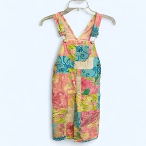 Lilly Pulitzer Pastel patchwork retro overalls size 4T girls - Picture 1 of 11
