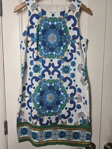 London Times Damen Etuikleid Blau & Weiß Mehrfarbig. Größe 6 - Bild 1 von 5