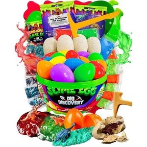 Dinosaur Egg Slime Discovery with 4 Dino Cracking Eggs and 15 Plastic Eggs - Picture 1 of 9