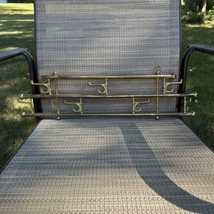 MCM Vintage 1960s Gold Tone Metal Wall Foldable 7 Hook Rack - Picture 1 of 6