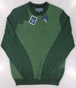 NEW Club Room Sweater Mens Small Green Pattern Merino Wool Blend Crew Neck NWT  - Picture 1 of 12