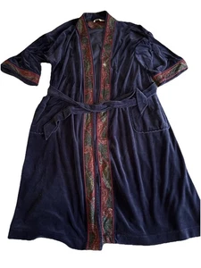 Vintage Christian Dior Men’s Robe Velvet Made In USA OS Navy - Picture 1 of 5