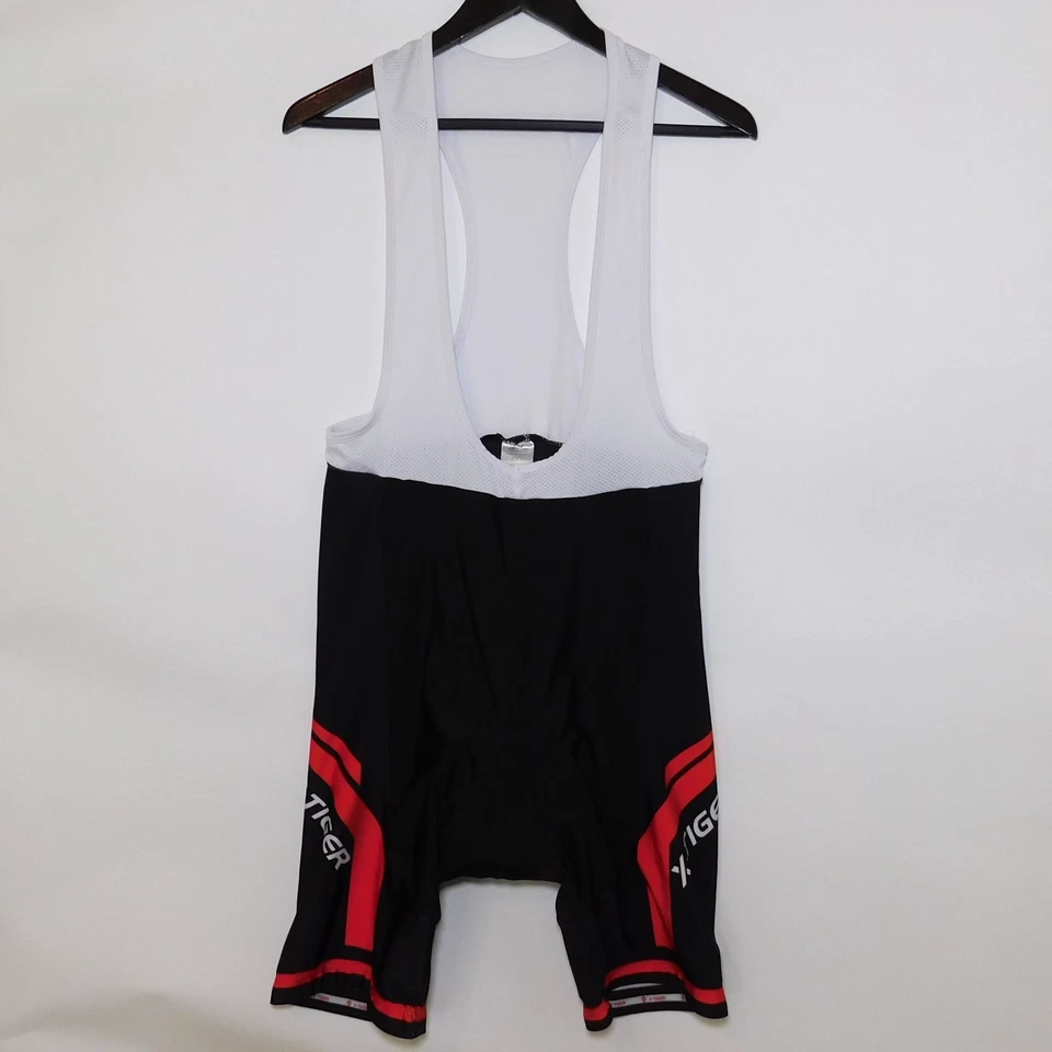 X-TIGER Black White Red Sleeveless Padded One Piece Cycling Bib Shorts Men's 2XL - Image 1 of 4
