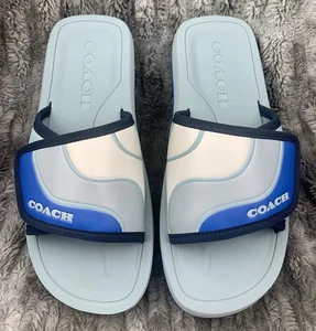 Sandalias/sandalias Coach para hombre talla 9 edición limitada Eva deportivas cuero bloque de color azul - Imagen 1 de 11