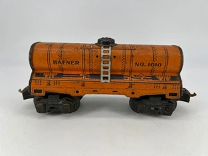 Hafner #1010 Spur O Kesselwagen orange schwarz Vorkrieg Weißblech schlechter Zustand - Bild 1 von 7