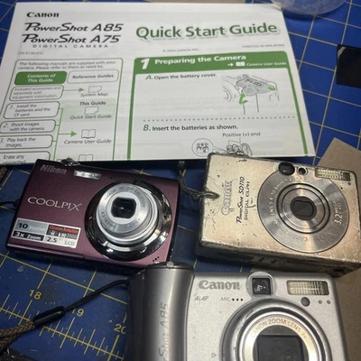Цифровой фотоаппарат Canon PowerShot Nikon Coolpix лот с проблемами запчасти/ремонт - Изображение 1 из 4