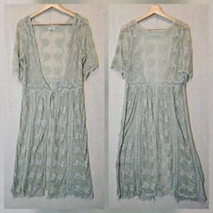 Pol hellsalbeigrün Spitze Kimono Topper Schwimmen Überziehen Boho Landhaus Small Medium - Bild 1 von 8