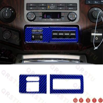 Blue Carbon Fiber Below Center Console Cover For Ford F250/350/450/550/650/750 A Foto 1 de 4