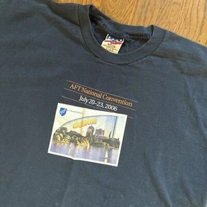 Y2K AFT National Convention Boston 2006 Mens XL Tee Navy USA Union Made Teacher - Picture 1 of 8