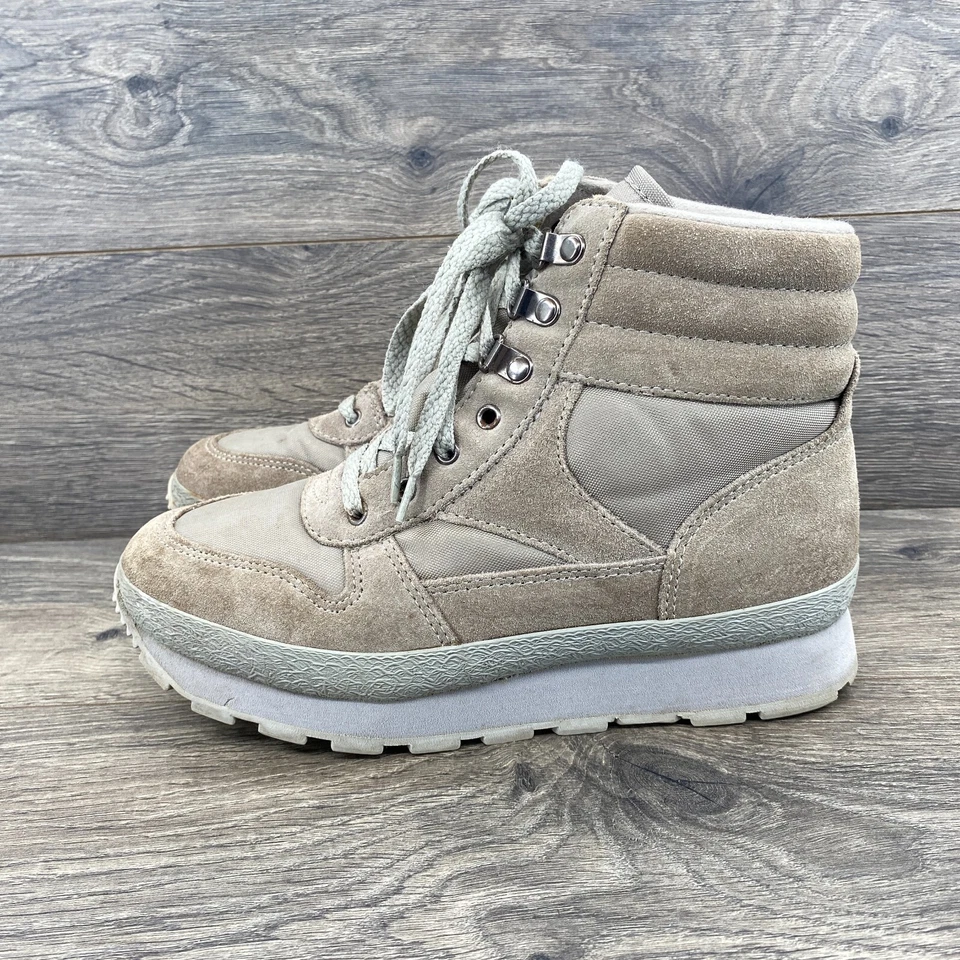 L.L Bean Thinsulate кожи замши шнурует вверх Hi верхний след загрузки серо-коричневый женский размер 8 - Изображение 1 из 4