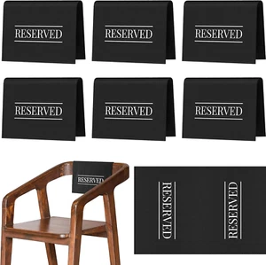 6 Pieces Reserved Chair Signs Church Pew Reserved Sign Black Reserved Seating Pl - Picture 1 of 6