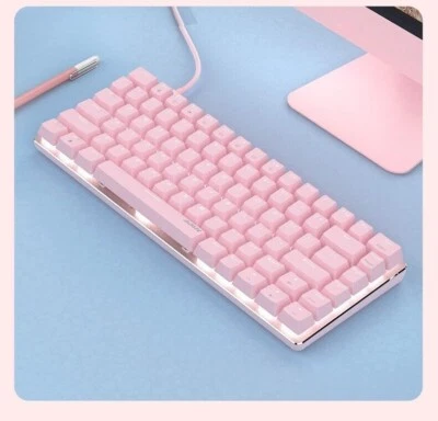 AJAZZ AK33 Cute Pink Mechanical Keyboard Red Switches White LED Backlit PC Win - Image 1 of 4