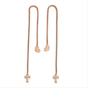 Orecchini AMEN OABR2 in Argento 925 Rosato con Croci Zirconate - Imagen 1 de 3