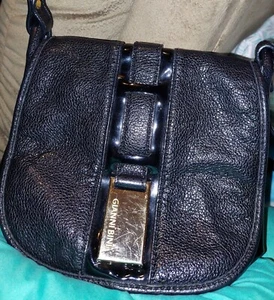 Gianni Bini Small Shoulder Crossbody Bag Black Faux Patent Leather Purse  - Picture 1 of 10
