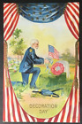 Decoration Day Antique Soldier Placing Wreath Used 41 Star Flag Nash