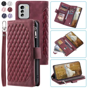 Nokia G60 Rhombic Leather Wallet Case Zipper Flip Card Case For Nokia G60 5G - Picture 1 of 44