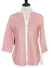 Foxcroft Womens Shirt 3/4 Sleeve Button Front Pink White Striped Size 2 New