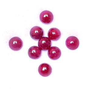 Natural Ruby Round Cabochon 5 mm Lot 09 Pcs 6.83 CTS Untreated Loose Gemstones - Picture 1 of 7