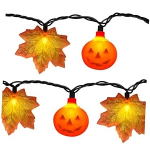 Fall Decor Pumpkin Maple Leaf String Lights Outdoor, Orange Pumpkin Maple Leaf - Picture 1 of 8