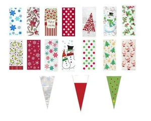 Christmas Gift Cello Cookie Sweet Party Bags Santa Snowman - Picture 1 of 39
