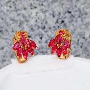 Dameohrringe charismatische Ohrringe vergoldet Gold K18/750er Rosa farbe Topas - Bild 1 von 3