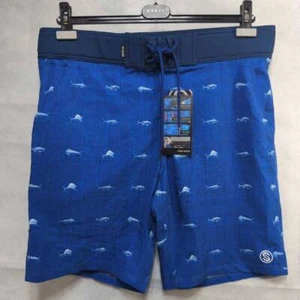 Scales Mens Board Shorts size 36 First Mates Blue White Fish Flat Front Pockets - Picture 1 of 20