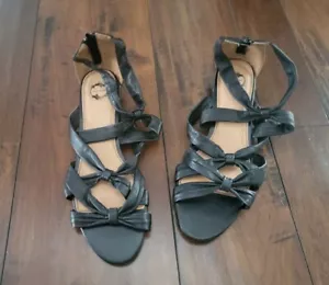 Anthropology Lucky Penny Sandals Black Leather sz 10 NEW Comfort Quality - Picture 1 of 3