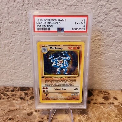 1999 Pokemon Base Set Machamp 1st Edition #6 Holo Rare 8/102 PSA 6 - Image 1 of 2