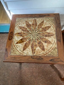 Danish Teak End Occasional Table With Tile Inlay Top MCM - Picture 1 of 7