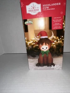 Holiday Time Airblown Inflatable Christmas Scottish Highlander Cow 3.5' - Picture 1 of 3